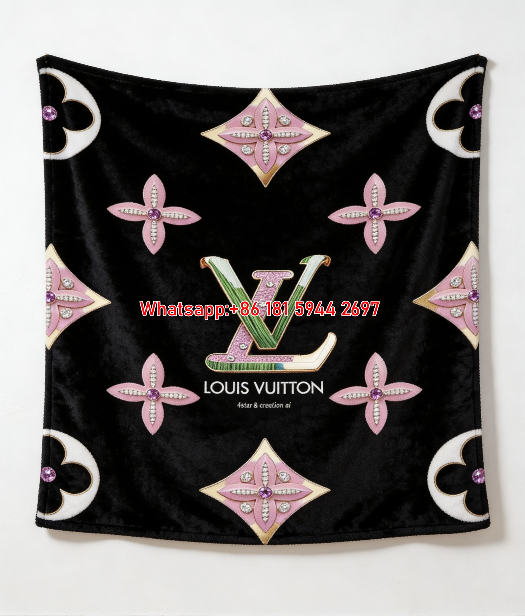 Elegant Gemstone LV Monogram Flannel Throw Blanket 419